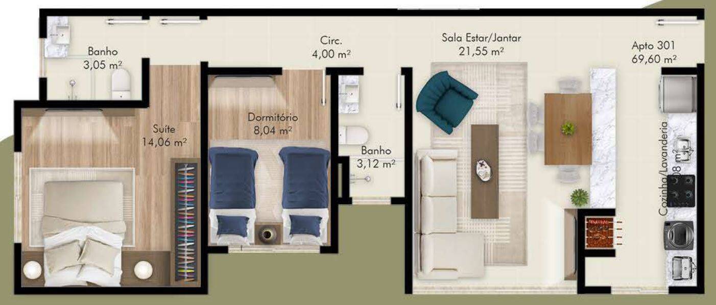 Apartamento à venda com 2 quartos, 69m² - Foto 6