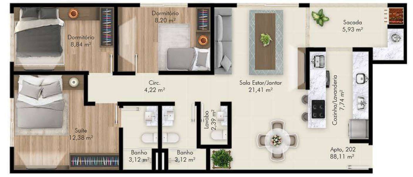 Apartamento à venda com 3 quartos, 88m² - Foto 6