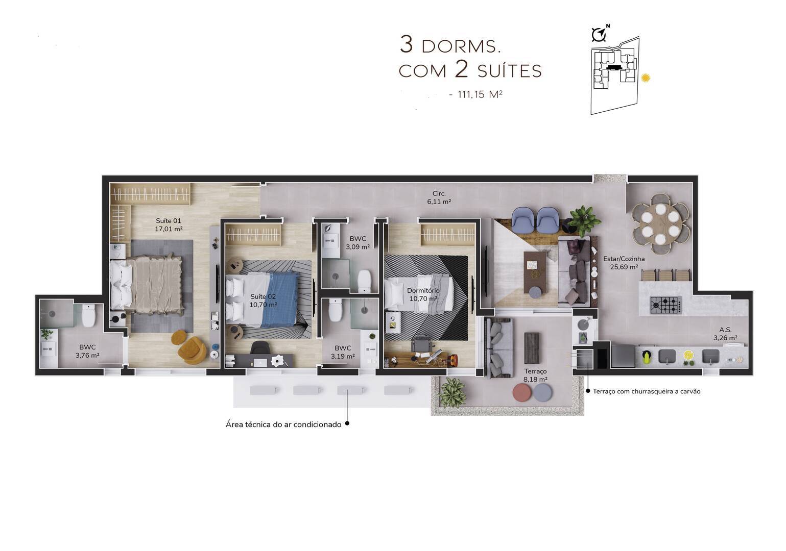 Apartamento à venda com 3 quartos, 111m² - Foto 7