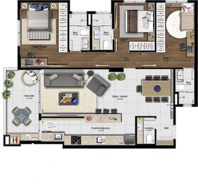 Apartamento à venda com 3 quartos, 126m² - Foto 1