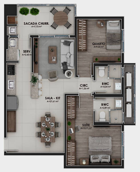 Apartamento à venda com 2 quartos, 77m² - Foto 6