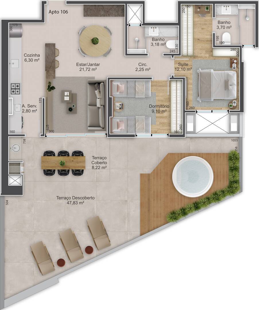 Apartamento à venda com 2 quartos, 107m² - Foto 2