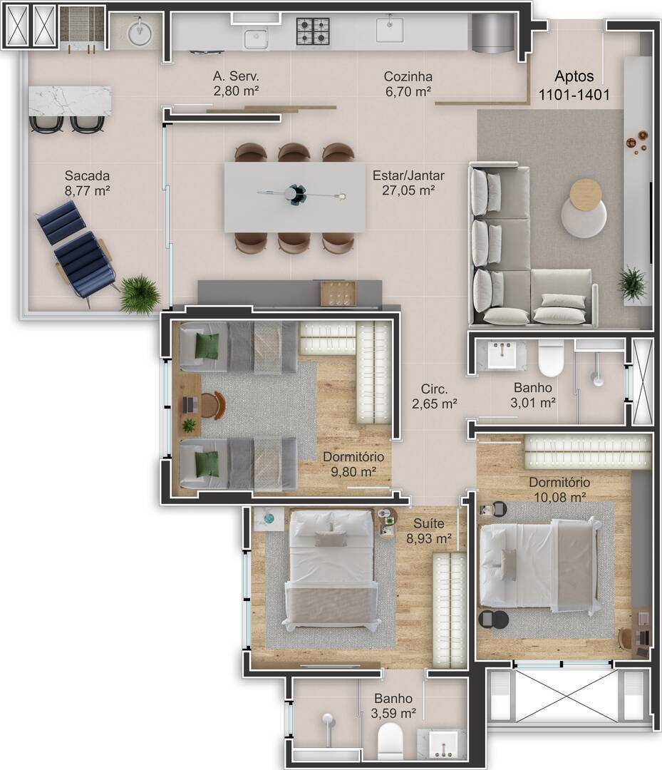 Apartamento à venda com 3 quartos, 89m² - Foto 6