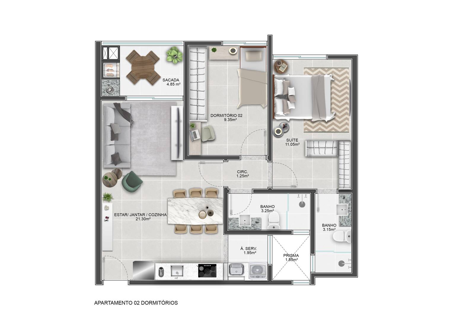 Apartamento à venda com 2 quartos, 63m² - Foto 2