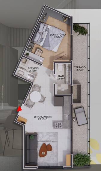 Apartamento à venda com 1 quarto, 58m² - Foto 3